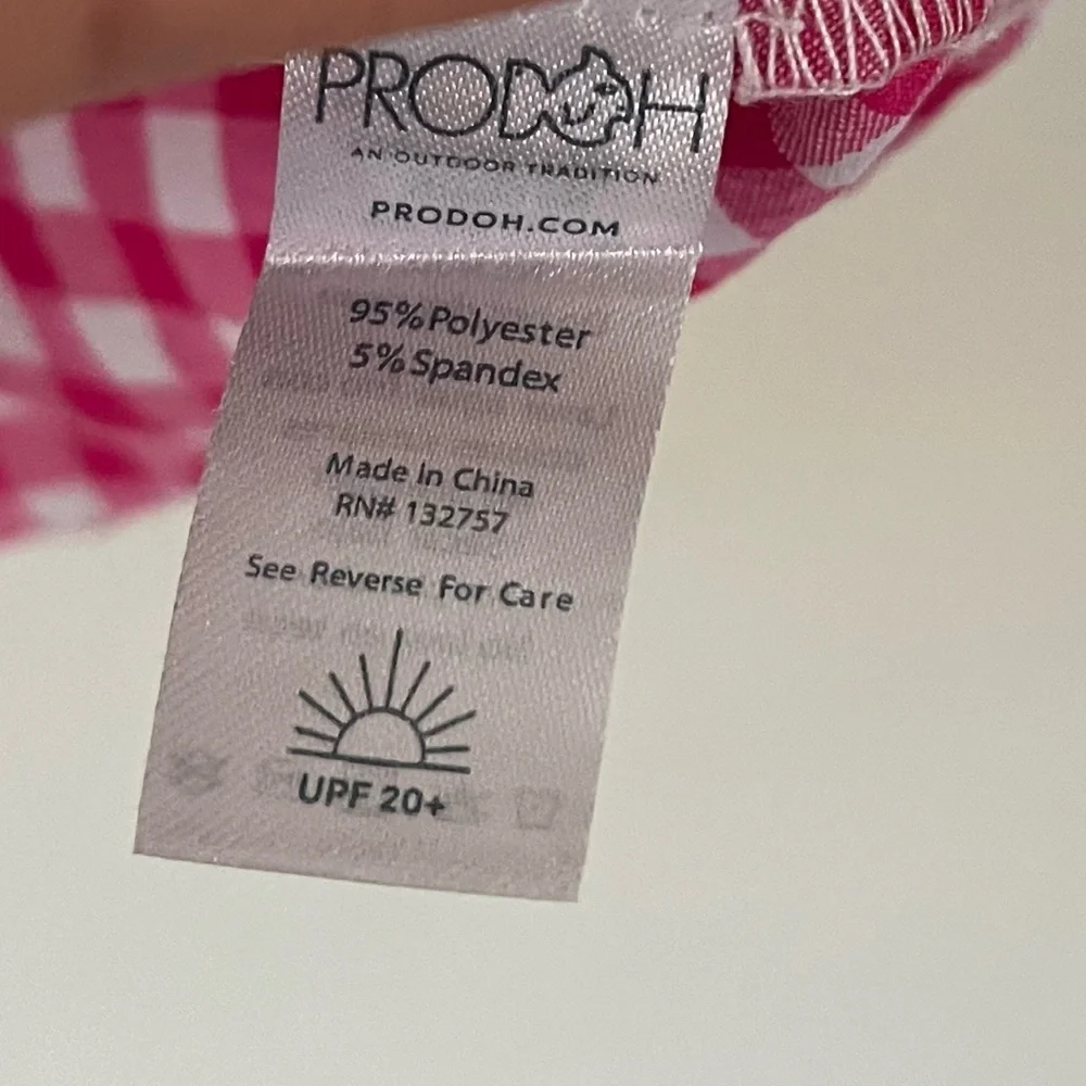 Prodoh Pink/White Gingham Fishing Shirt Size 5